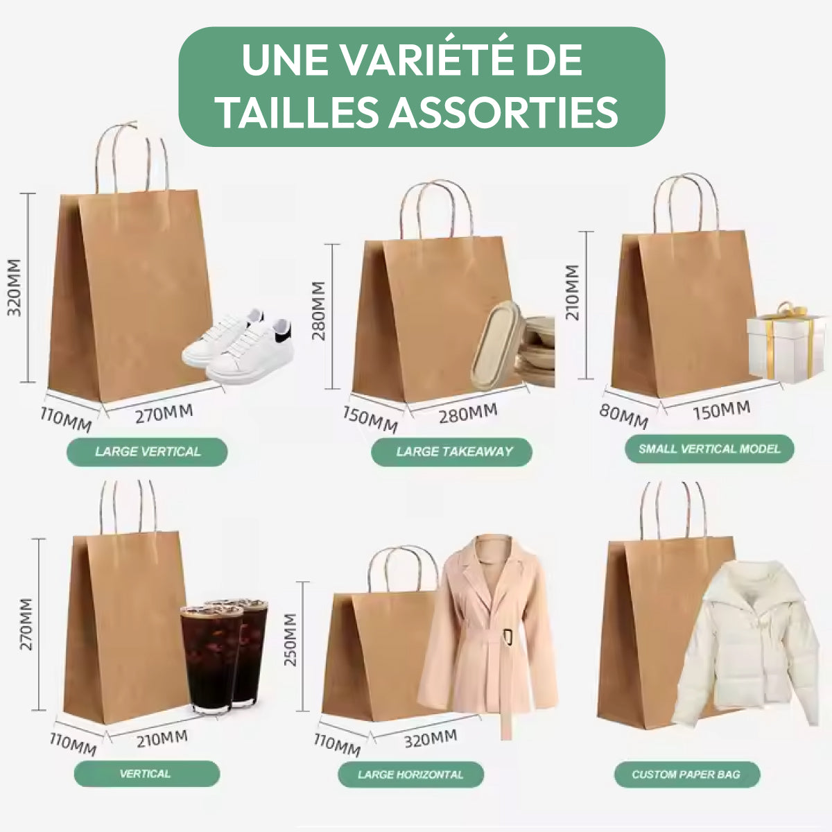 Sacs Épicerie en Papier kraft Personnalisable